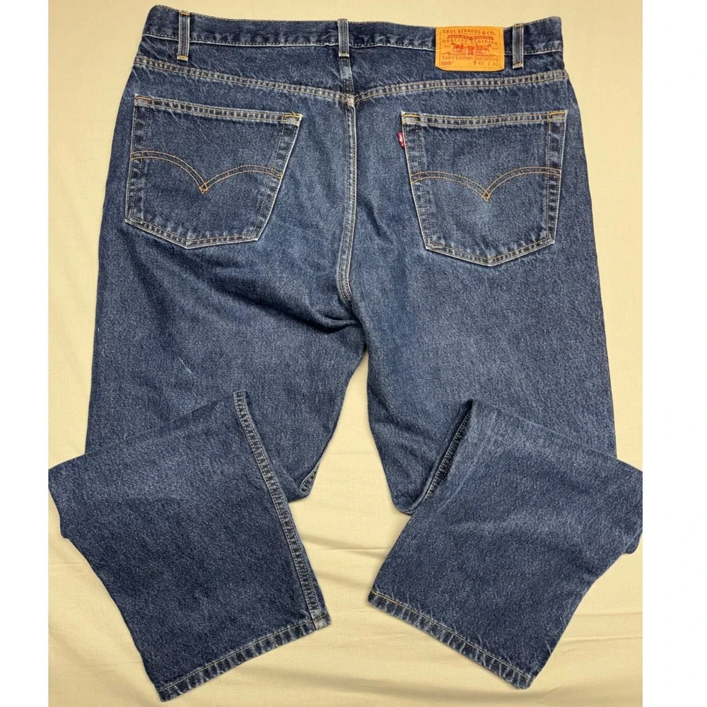 Levis 505 Regular Fit Jeans Mens 40x30 Dark Wash Blue Vintage Y2K 2002 505-0216